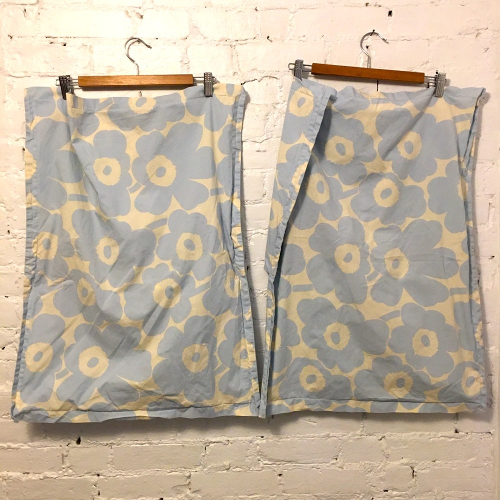 Marimekko standard poppy pillow shams light blue rare